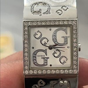 Guess Silver Watch with Crystal Accents